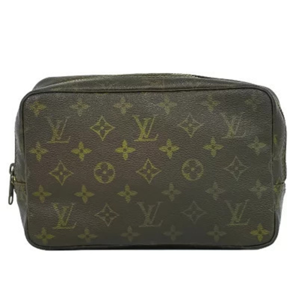 Louis Vuitton LV Trousse Toilette Monogram Pouch Cosmetic Canvas Leather Brown